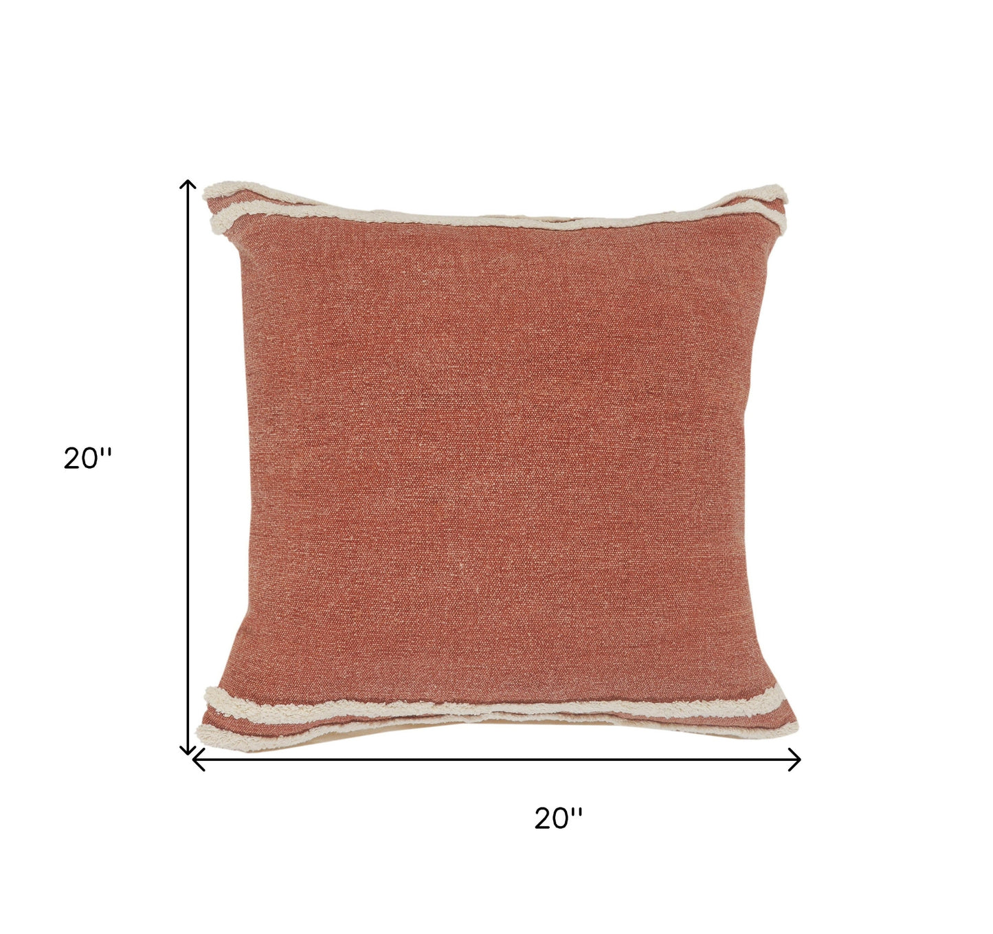 20" X 20" Cinnamon And White 100% Cotton Striped Zippered Pillow