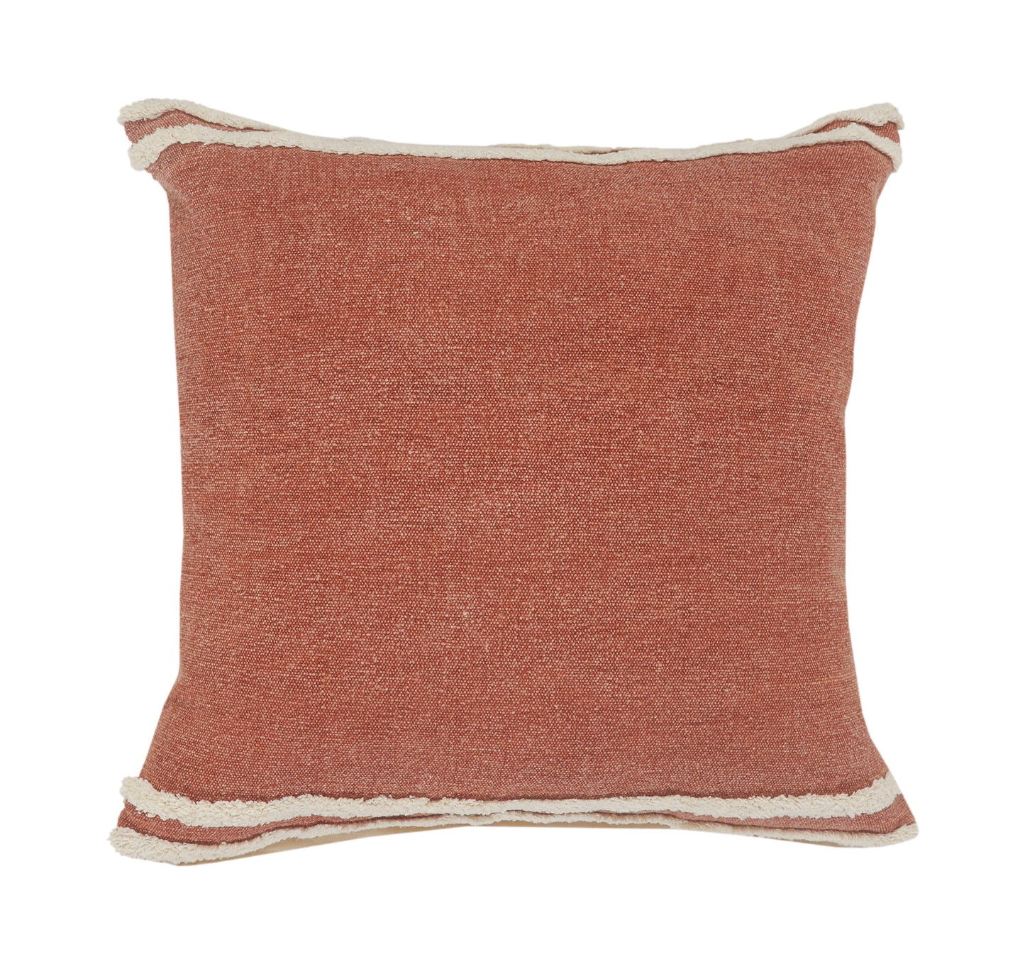 20" X 20" Cinnamon And White 100% Cotton Striped Zippered Pillow