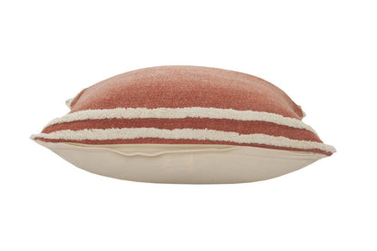 14" X 36" Orange And Off-White 100% Cotton Striped Zippered Pillow