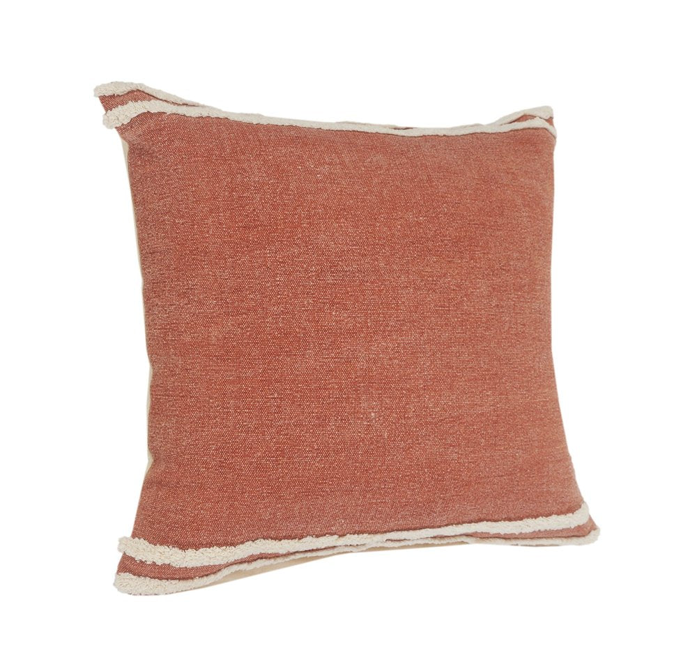 14" X 36" Orange And Off-White 100% Cotton Striped Zippered Pillow