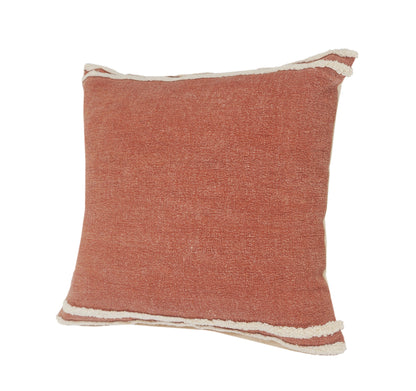 20" X 20" Cinnamon And White 100% Cotton Striped Zippered Pillow