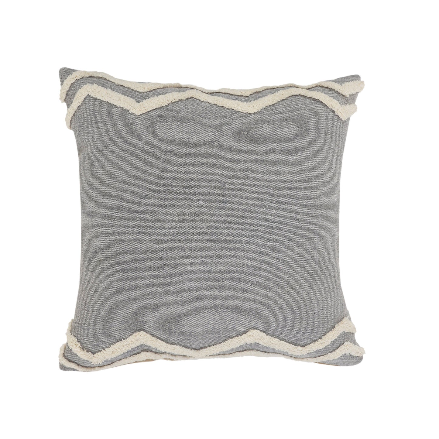 20" X 20" Light Gray Micro Chip Gray And White 100% Cotton Chevron Zippered Pillow