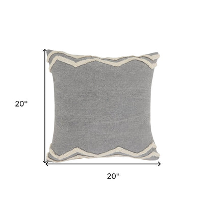 14" X 36" Gray And Tan Cotton Chevron Throw Pillow