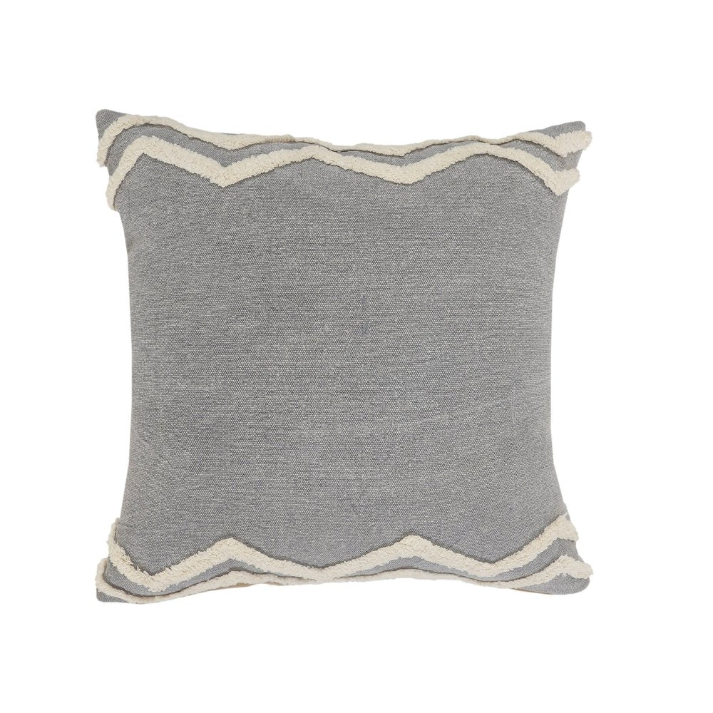 14" X 36" Gray And Tan Cotton Chevron Throw Pillow