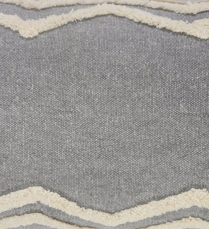 14" X 36" Gray And Tan Cotton Chevron Throw Pillow