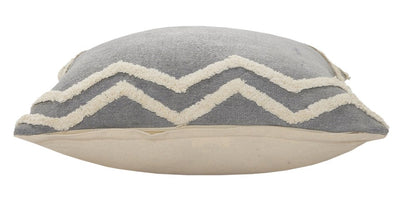 14" X 36" Gray And Tan Cotton Chevron Throw Pillow