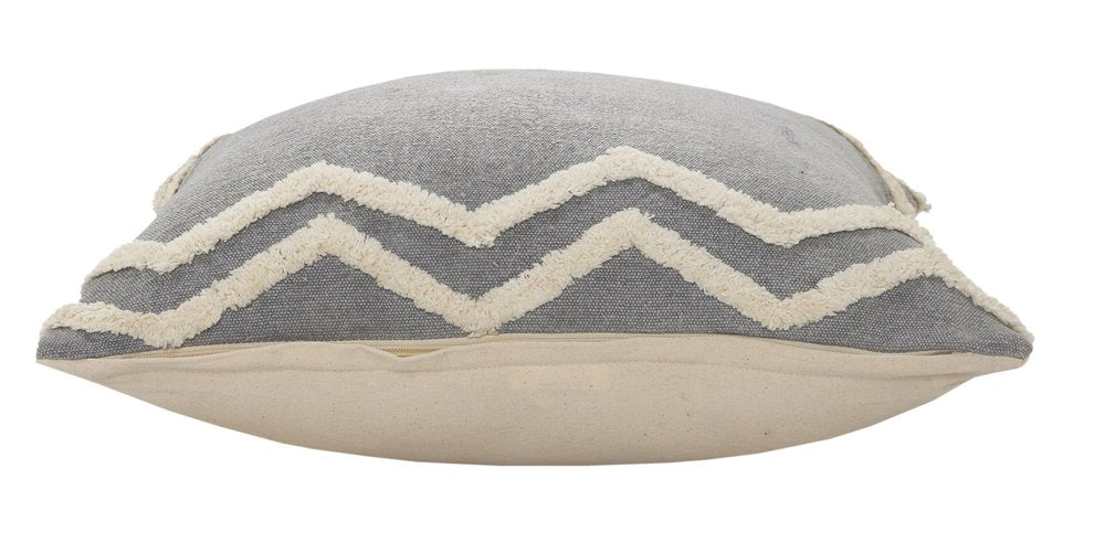 14" X 36" Gray And Tan Cotton Chevron Throw Pillow