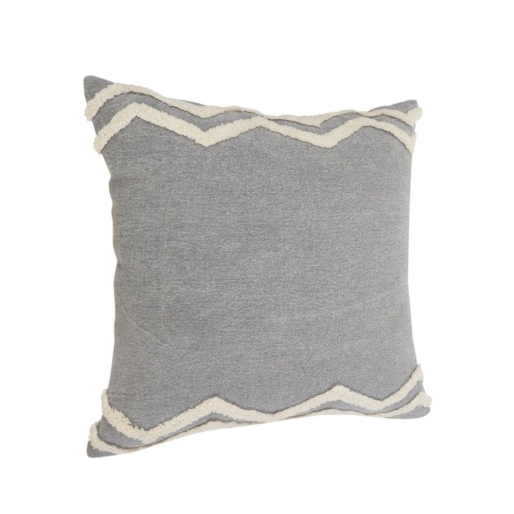 14" X 36" Gray And Tan Cotton Chevron Throw Pillow