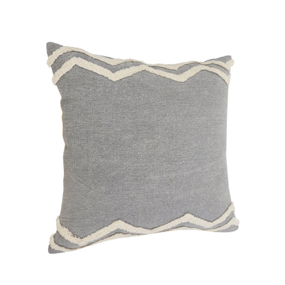 20" X 20" Light Gray Micro Chip Gray And White 100% Cotton Chevron Zippered Pillow