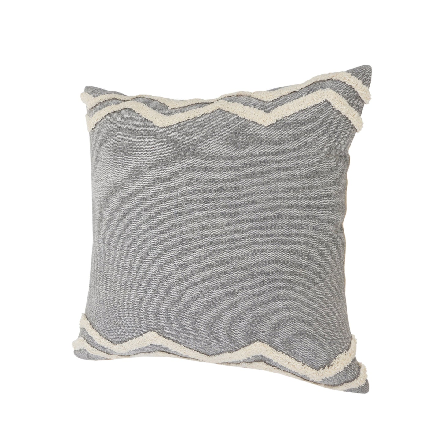 20" X 20" Light Gray Micro Chip Gray And White 100% Cotton Chevron Zippered Pillow