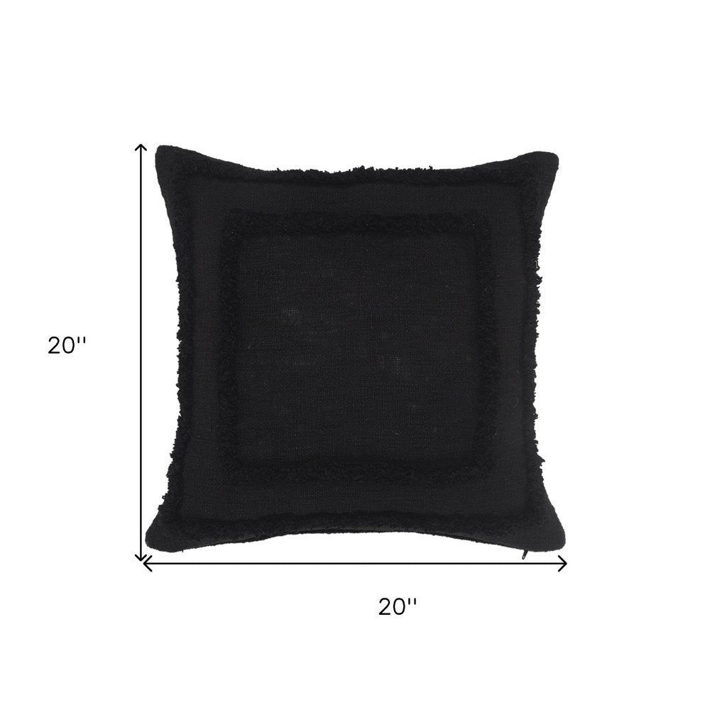20" X 20" Black 100% Cotton Geometric Zippered Pillow