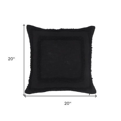 20" X 20" Black 100% Cotton Geometric Zippered Pillow