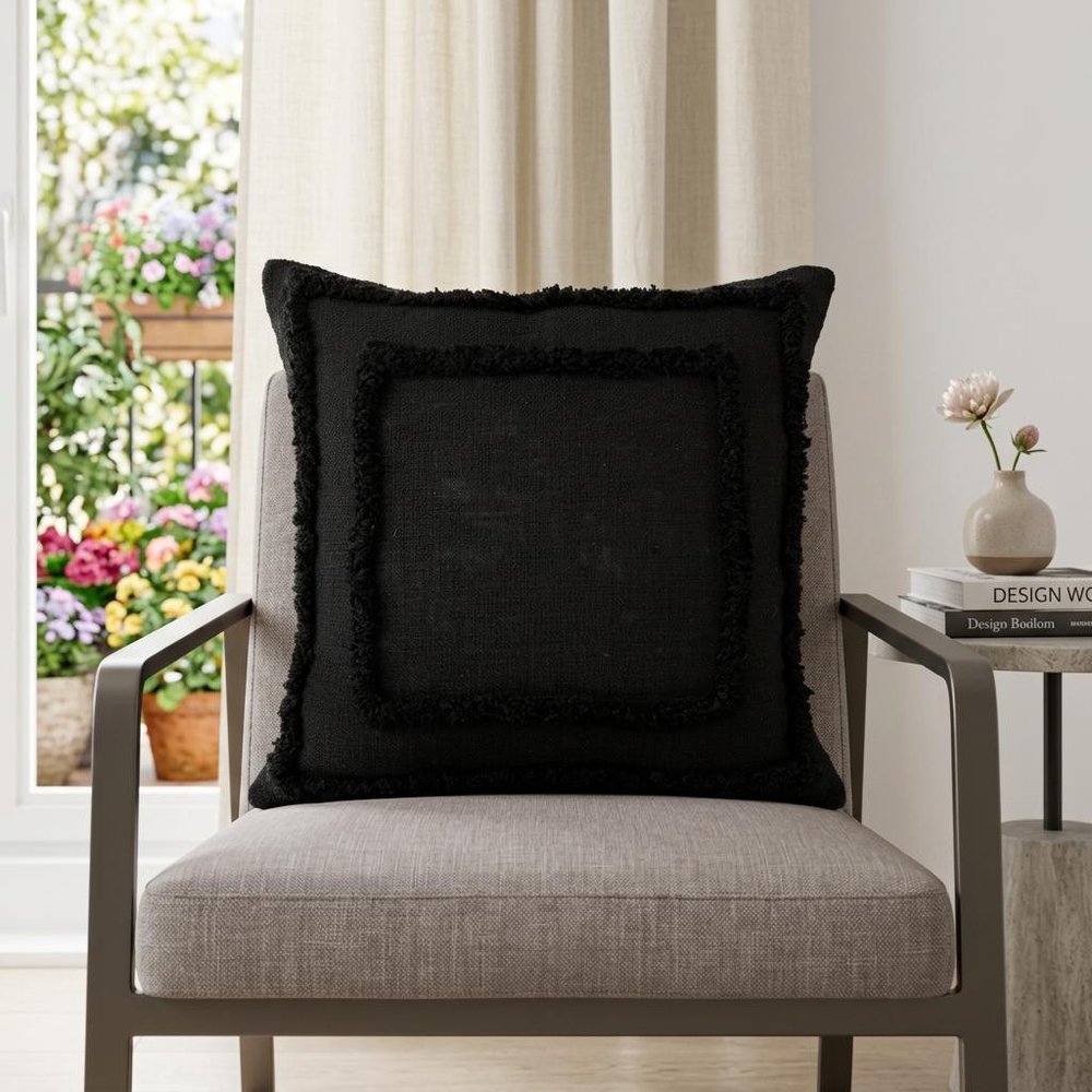 20" Sky Blue And White Geometric Cotton Throw Pillow with Texture