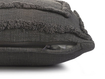 20" X 20" Black 100% Cotton Geometric Zippered Pillow