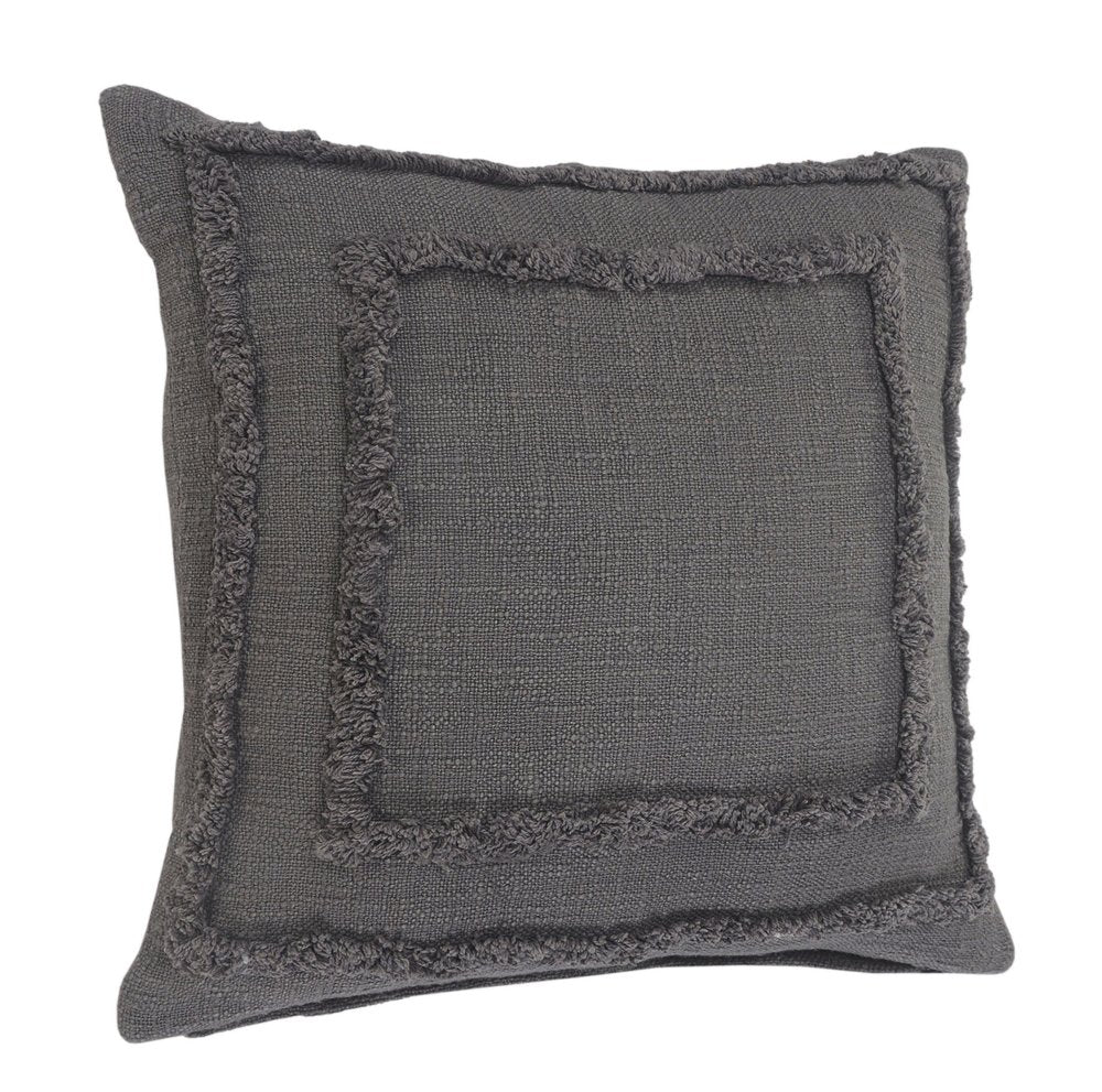 20" X 20" Black 100% Cotton Geometric Zippered Pillow