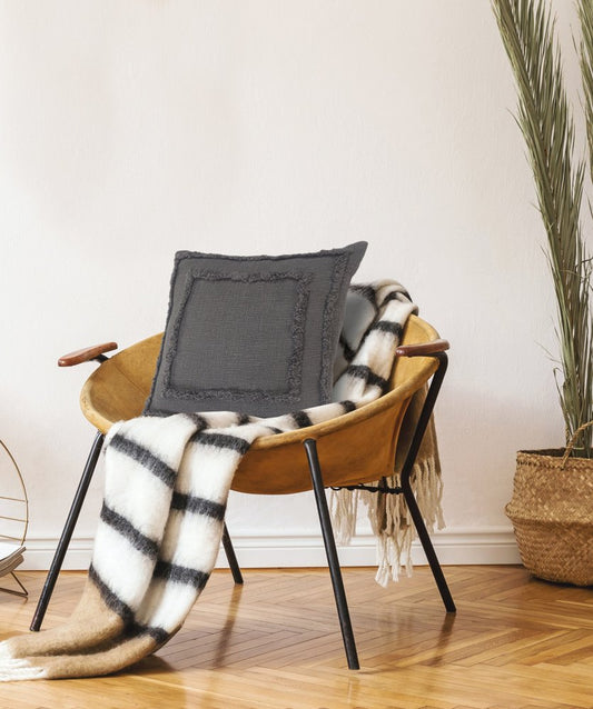 16" X 24" Sky Blue And White Cotton Geometric Throw Pillow