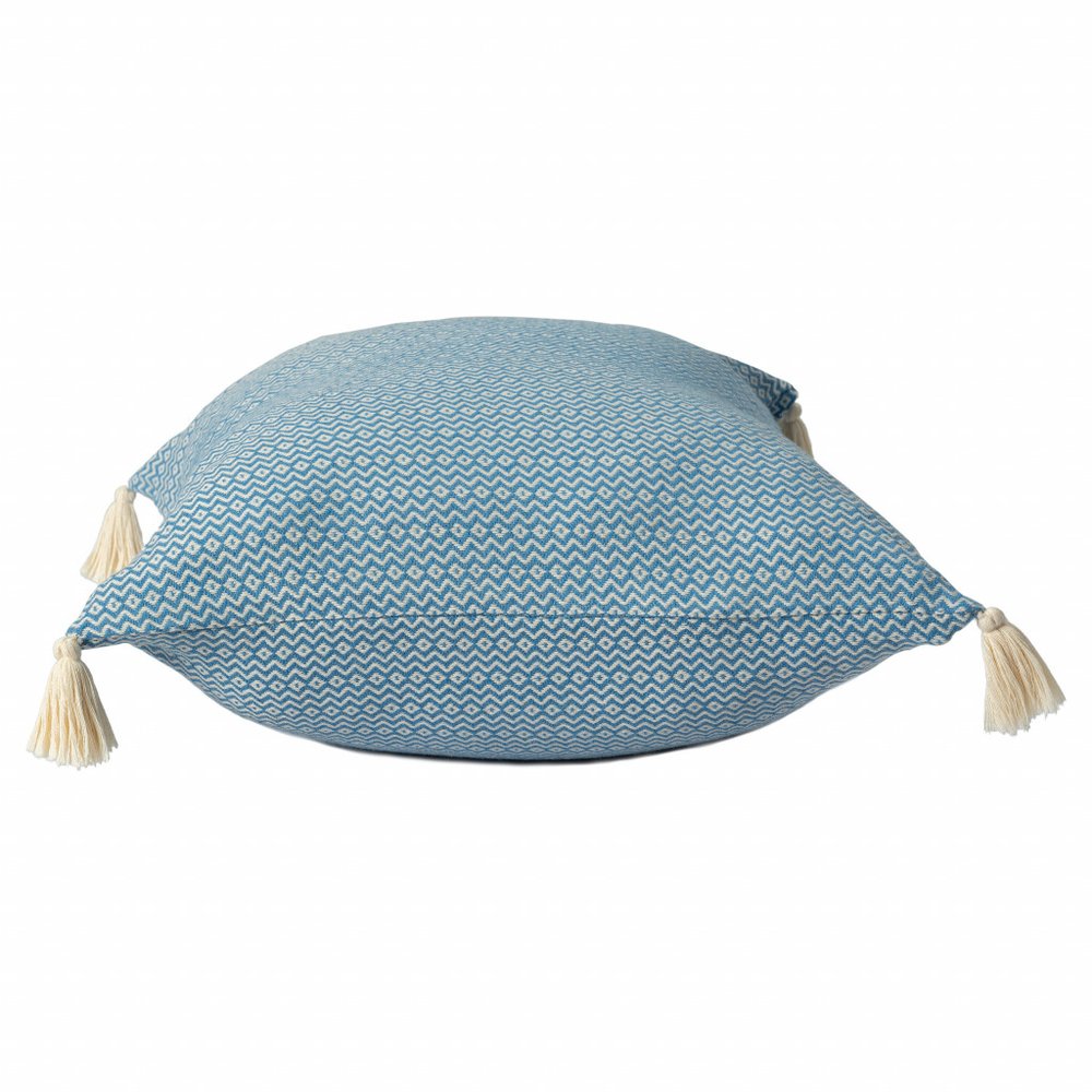 18" X 18" Light Gray 100% Cotton Geometric Zippered Pillow