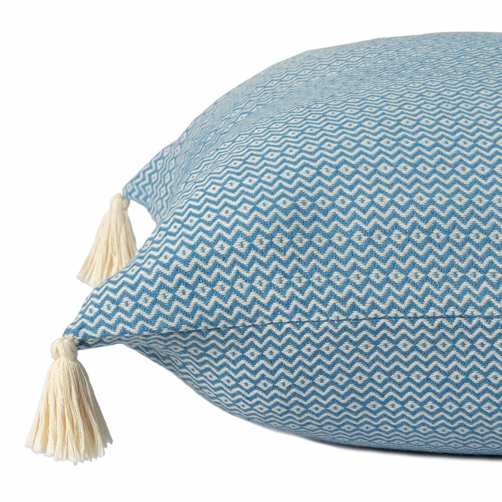 18" X 18" Light Gray 100% Cotton Geometric Zippered Pillow