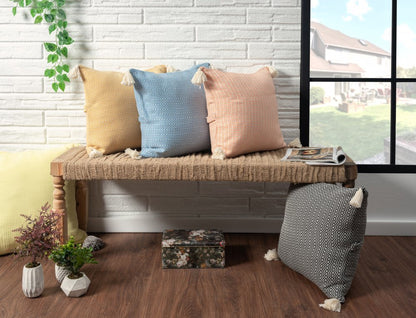 18" X 18" Light Gray 100% Cotton Geometric Zippered Pillow