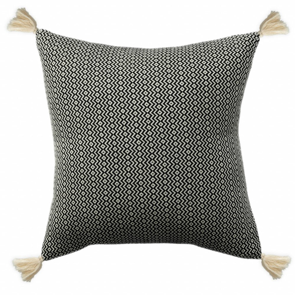 18" X 18" Light Blue 100% Cotton Geometric Zippered Pillow