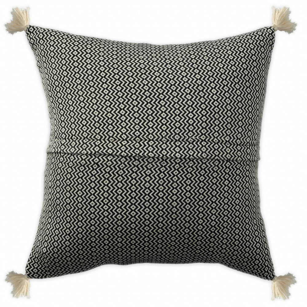 18" X 18" Light Gray 100% Cotton Geometric Zippered Pillow
