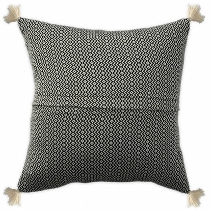 18" X 18" Light Blue 100% Cotton Geometric Zippered Pillow