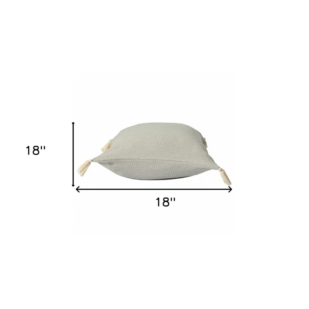 18" X 18" Light Gray 100% Cotton Geometric Zippered Pillow