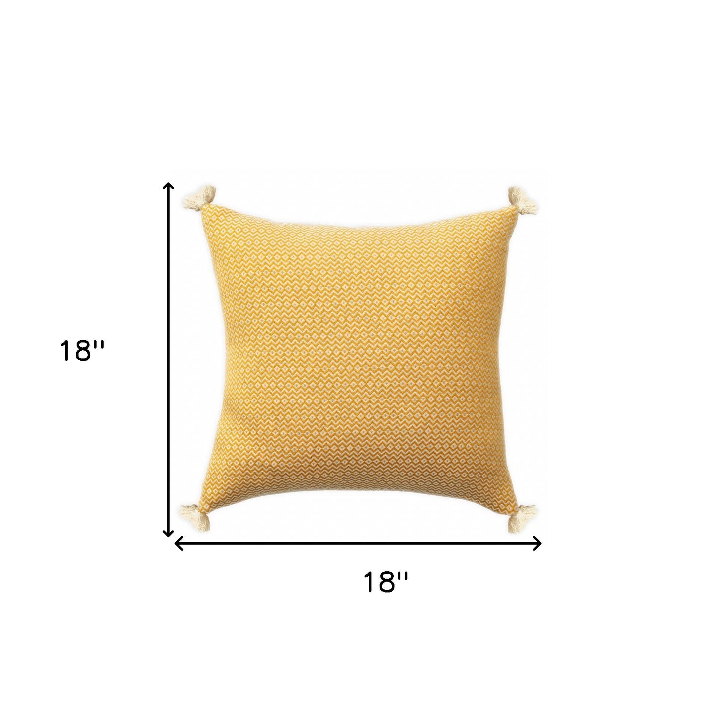 18" X 18" Mustard 100% Cotton Geometric Zippered Pillow