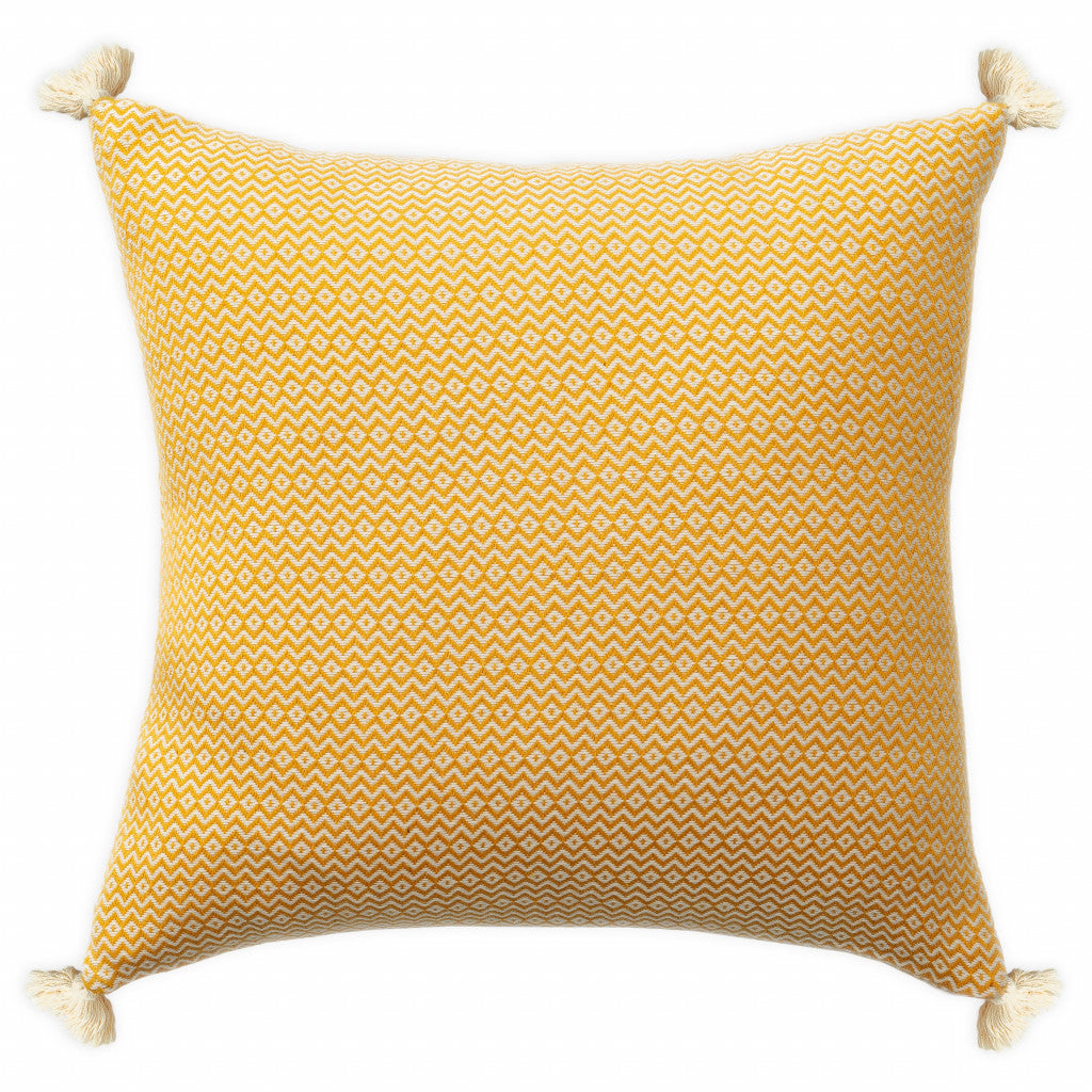 18" X 18" Mustard 100% Cotton Geometric Zippered Pillow