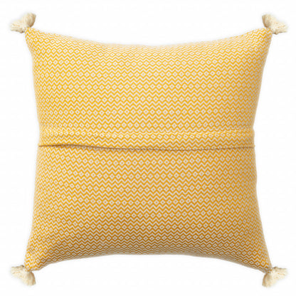 18" X 18" Mustard 100% Cotton Geometric Zippered Pillow