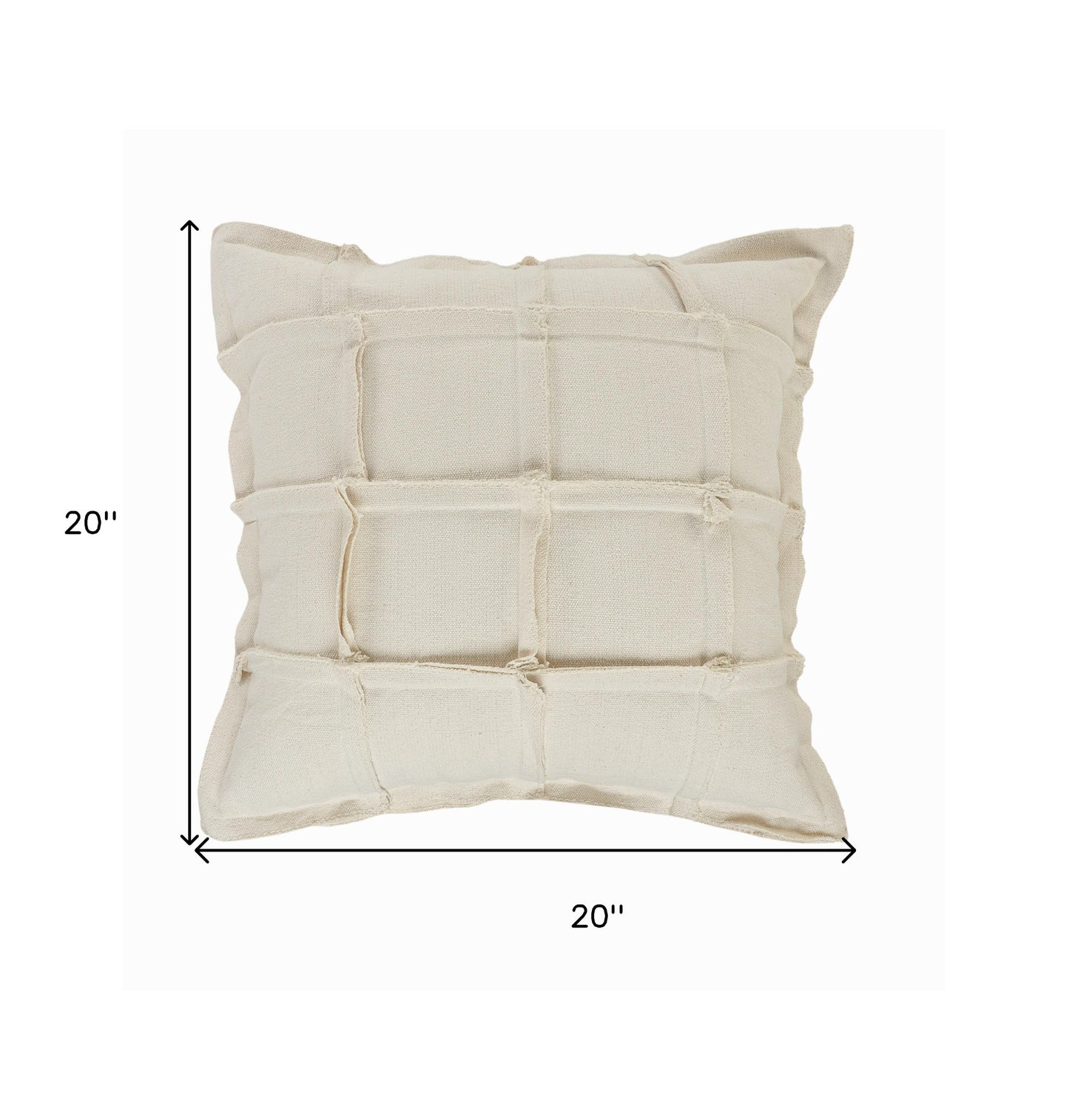 20" X 20" Beige 100% Cotton Zippered Pillow