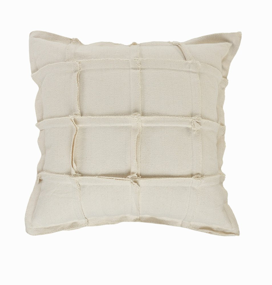 20" Beige Cotton Throw Pillow