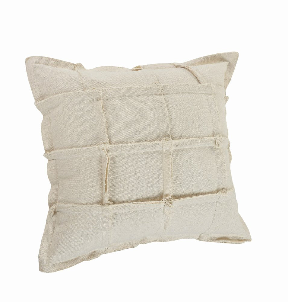 20" Beige Cotton Throw Pillow