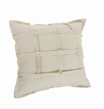 20" Beige Cotton Throw Pillow