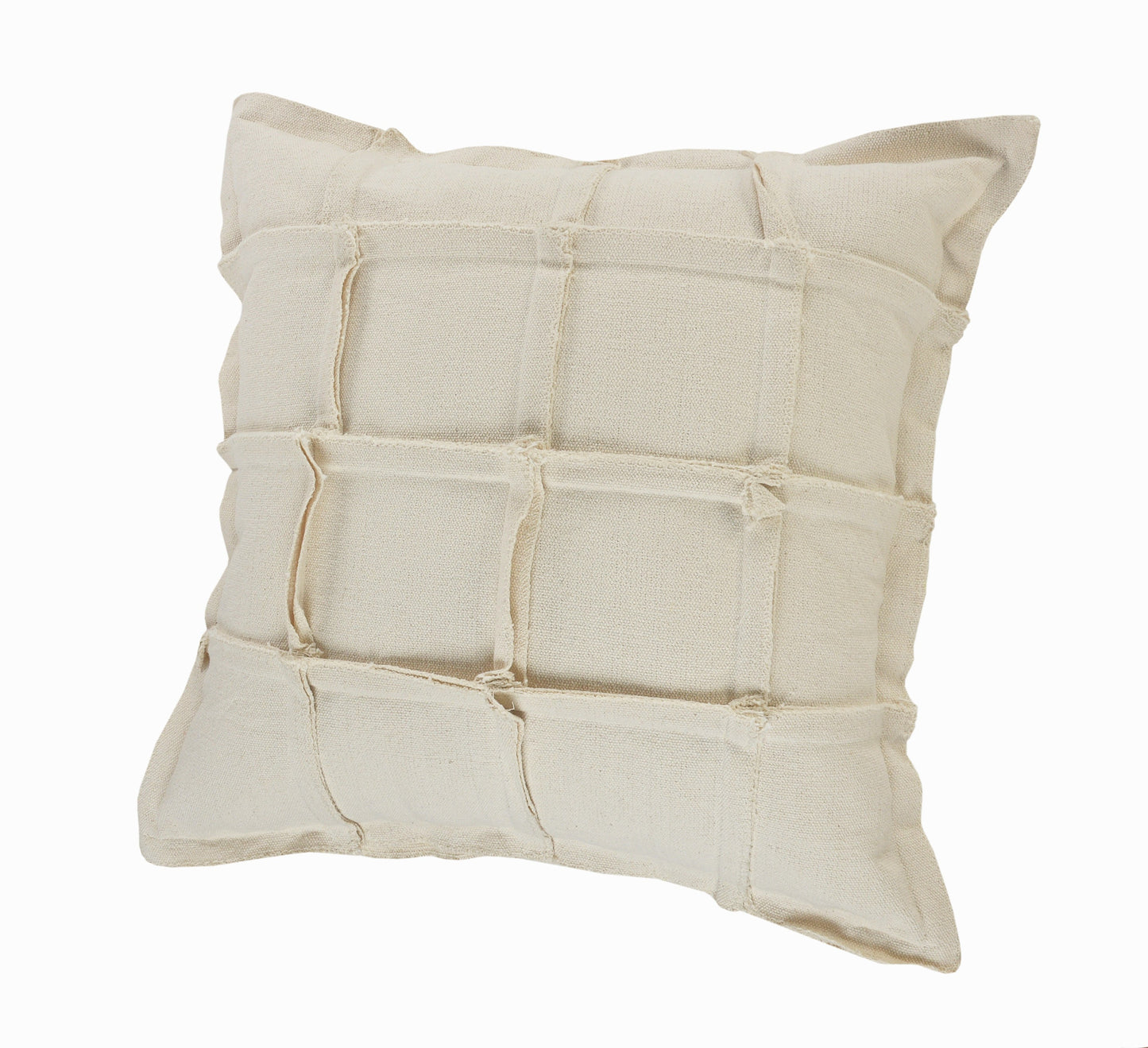 20" X 20" Beige 100% Cotton Zippered Pillow