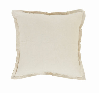 20" Beige Cotton Throw Pillow