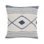 20" Ivory and Blue Coastal Cotton Throw Pillow With Texture