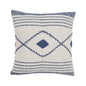 20" Ivory and Blue Coastal Cotton Throw Pillow With Texture
