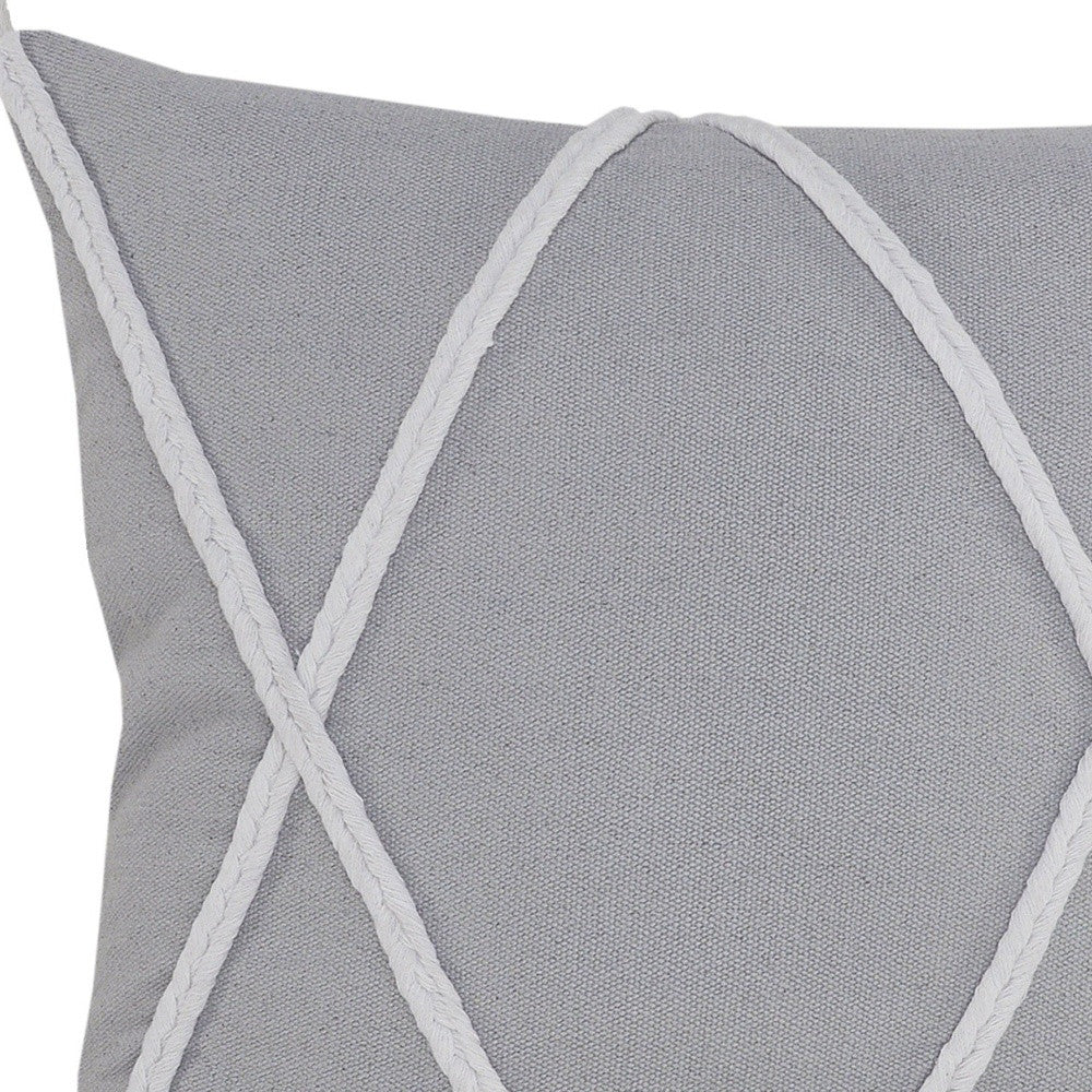 20" X 20" Navy And White 100% Cotton Coastal Zippered Pillow