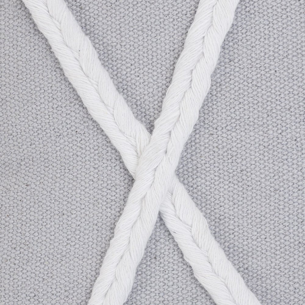 20" X 20" Light Gray And White 100% Cotton Coastal Zippered Pillow