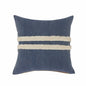 20" X 20" Dusty Blue And White 100% Cotton Striped Zippered Pillow