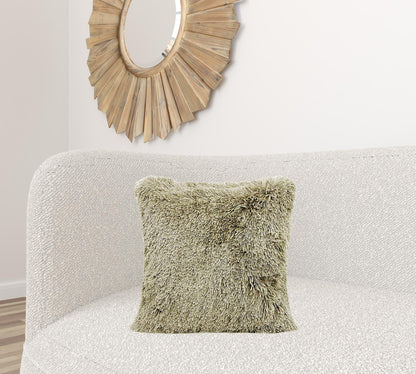 20" X 20" Taupe Polyester Zippered Pillow