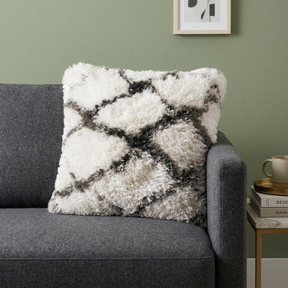 14" X 36" Black And White Geometric Throw Pillow