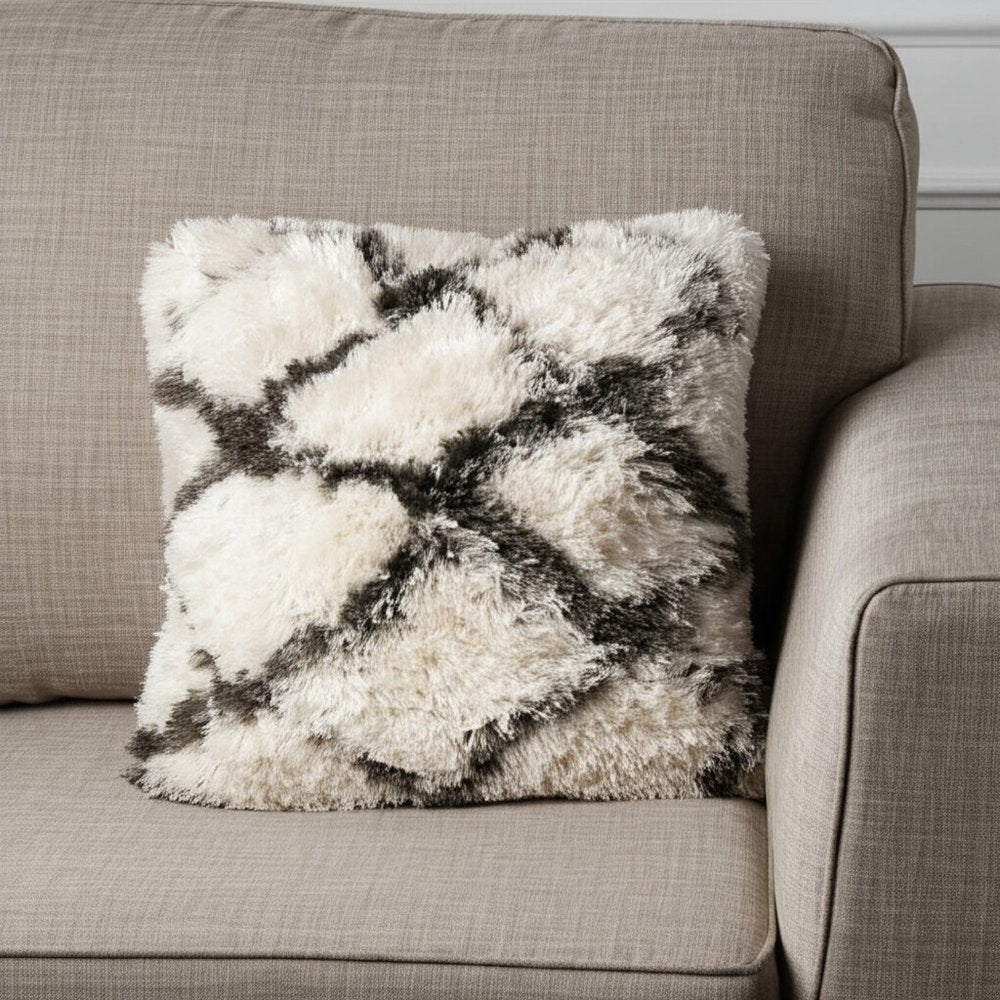 20" Black And White Fabric Geometric Throw Pillow