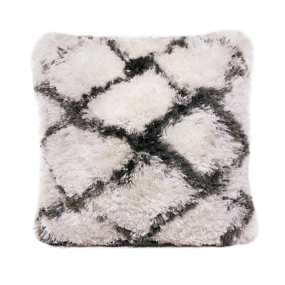 20" Black And White Fabric Geometric Throw Pillow