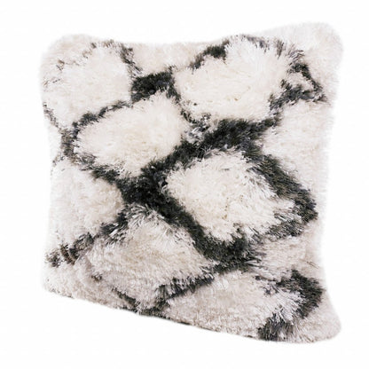 20" Black And White Fabric Geometric Throw Pillow