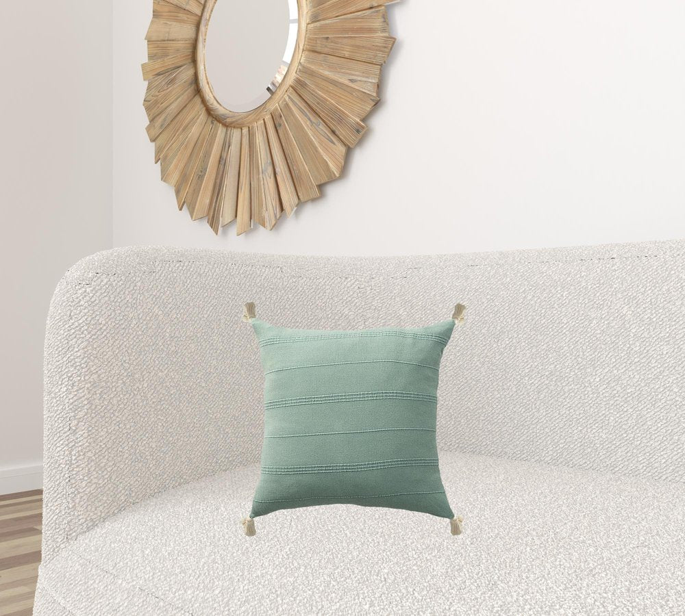 18" X 18" Beige 100% Cotton Zippered Pillow