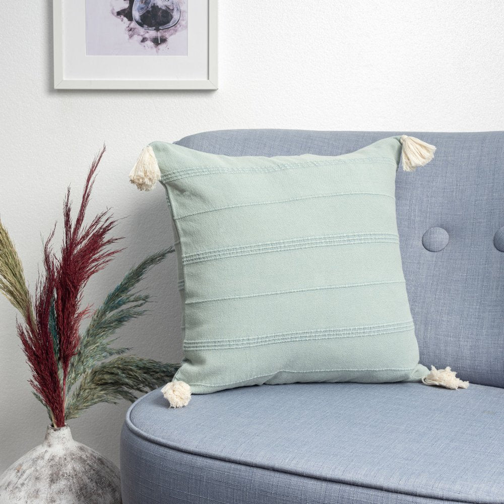 18" X 18" Beige 100% Cotton Zippered Pillow