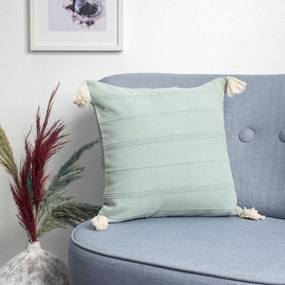 18" X 18" Beige 100% Cotton Zippered Pillow