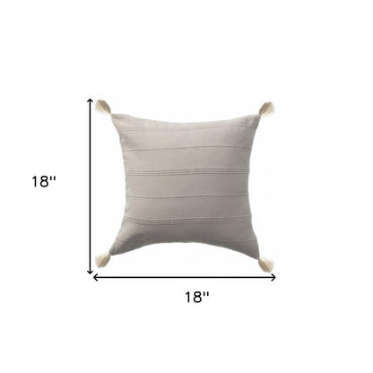 18" X 18" Beige 100% Cotton Zippered Pillow